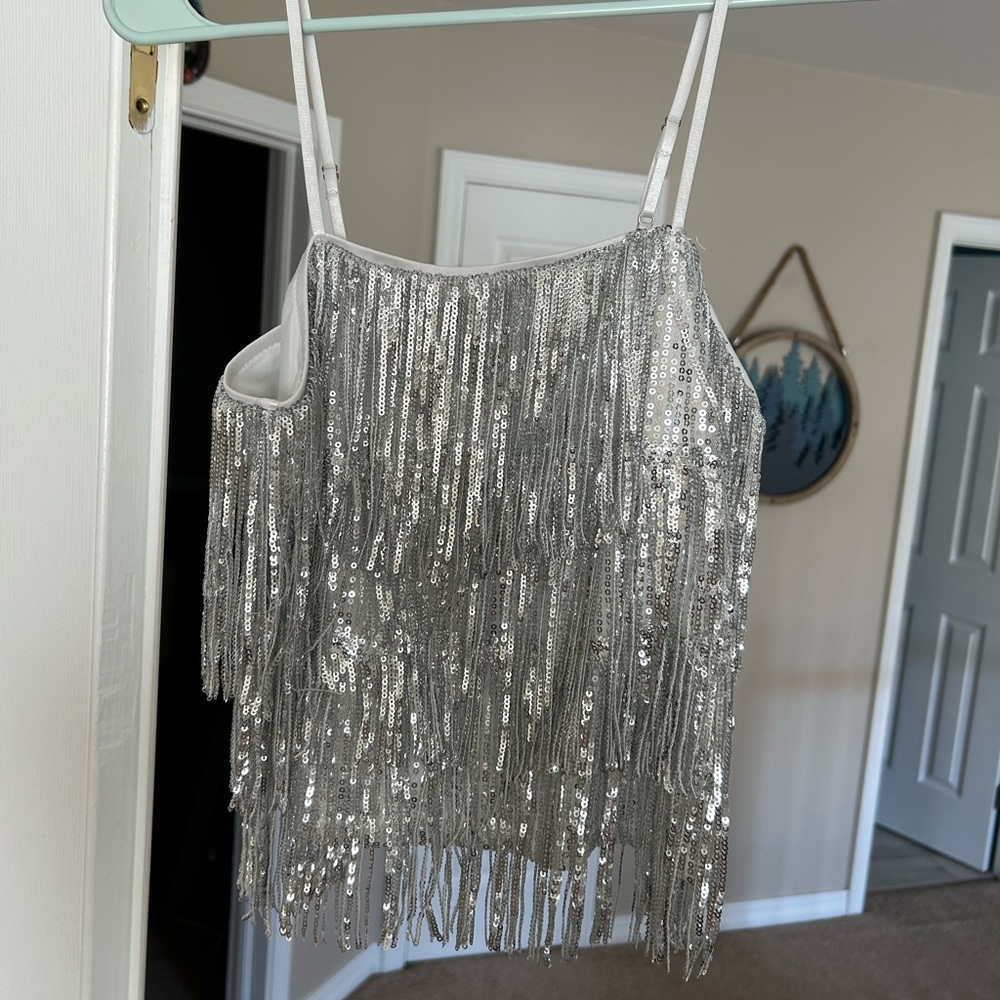 Windsor Silver fringe tank top